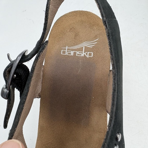 Dansko Sandals Womens Size 7 EU 38 Deandra Studded Leather Block Heel Black - Picture 2 of 10